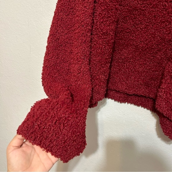 Halogen Crop Bloucle Cozy Sweater Maroon - Picture 8 of 10